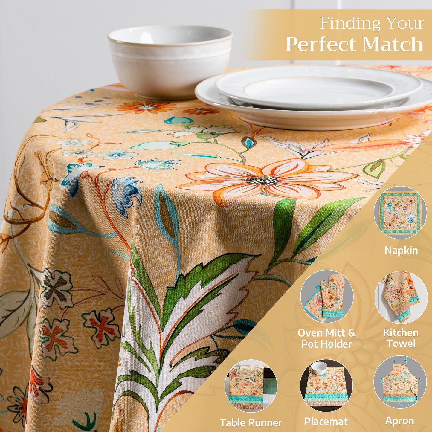 Maison d' Hermine Table Cloth Round Table 100% Cotton 63 Round Inches Tablecloth Reusable Decorative for Dining Kitchen Room Farmhouse Home Gifts for Mothers Day Spring Summer - Luxury Loft - Peach