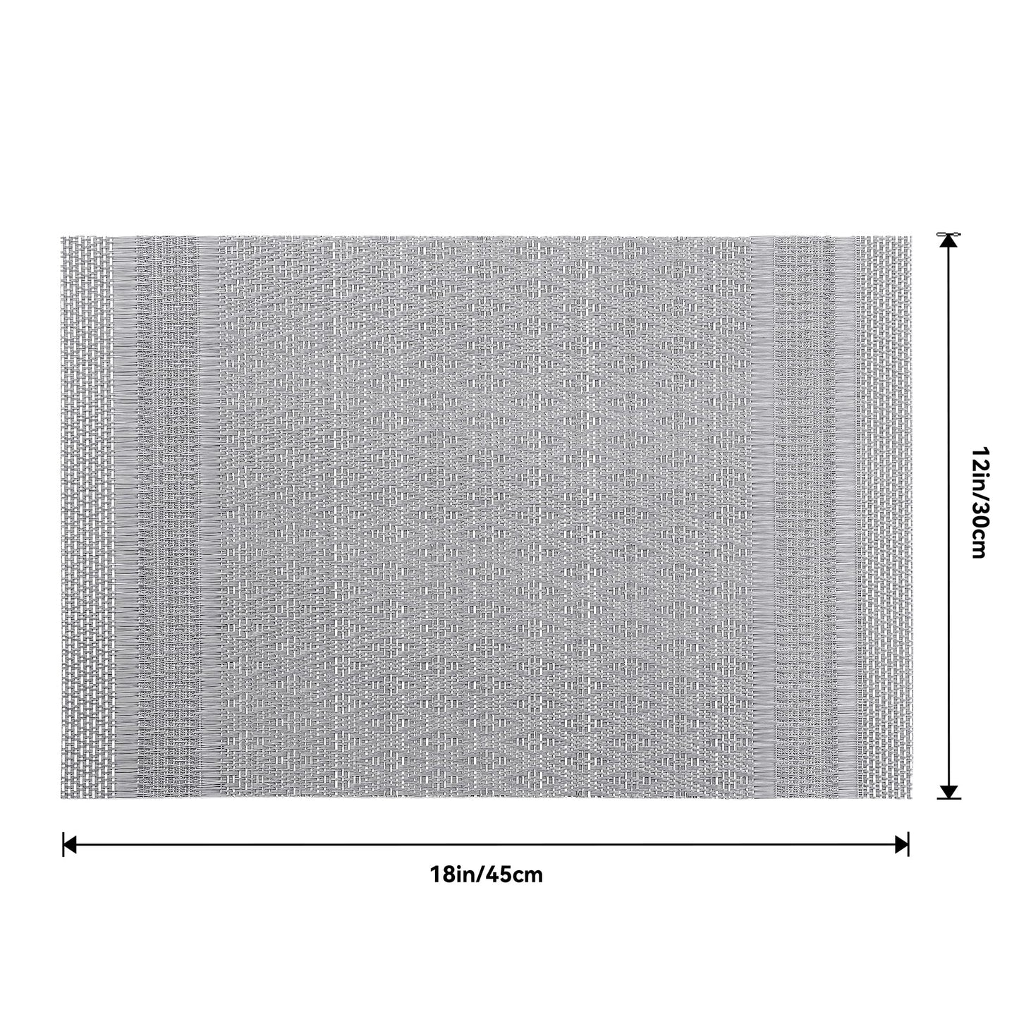Leetaltree Lunar Grey Placemats Set of 12 - Heat Resistant Non-Slip Place mats for Dining Table, Washable Durable PVC Vinyl Woven Table Mats（Lunar Grey, 12）