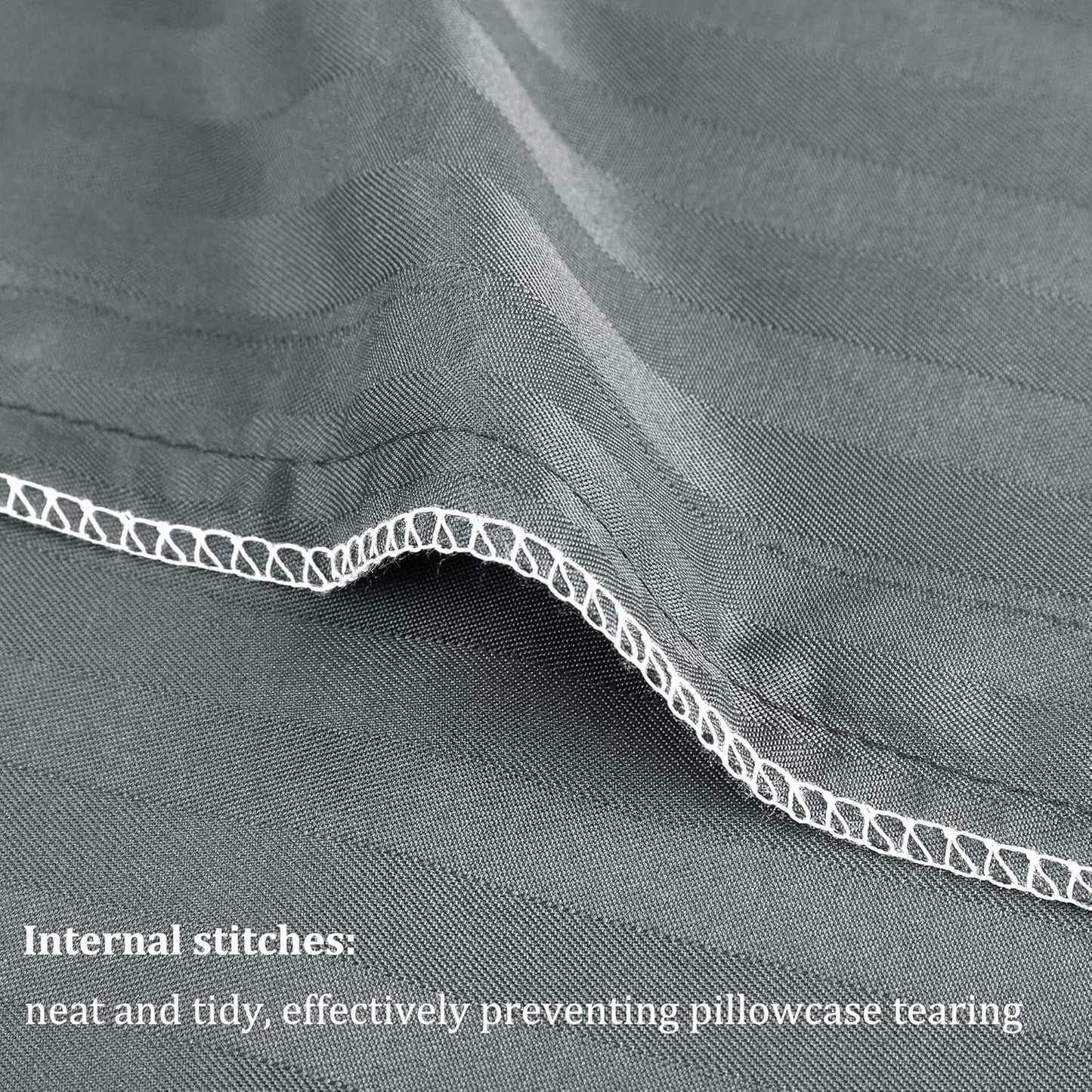 PiccoCasa Striped Dark Gray Pillow Cases - Soft Microfiber Standard Size Set of 2 | 20x26 Inch, Breathable Design