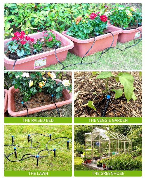 HIRALIY Drip Irrigation Kit - 100ft Automatic Plant Watering System for Garden & Greenhouse