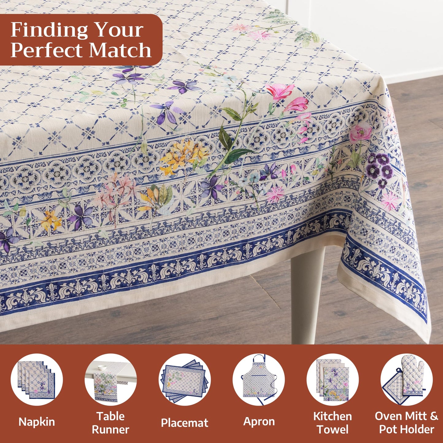 Maison d' Hermine Table Cloth Rectangle Table 100% Cotton 70 x 108 Inches Tablecloth Reusable Decorative for Dining Kitchen Room Farmhouse Home Gifts for Mothers Day Spring Summer - Faience