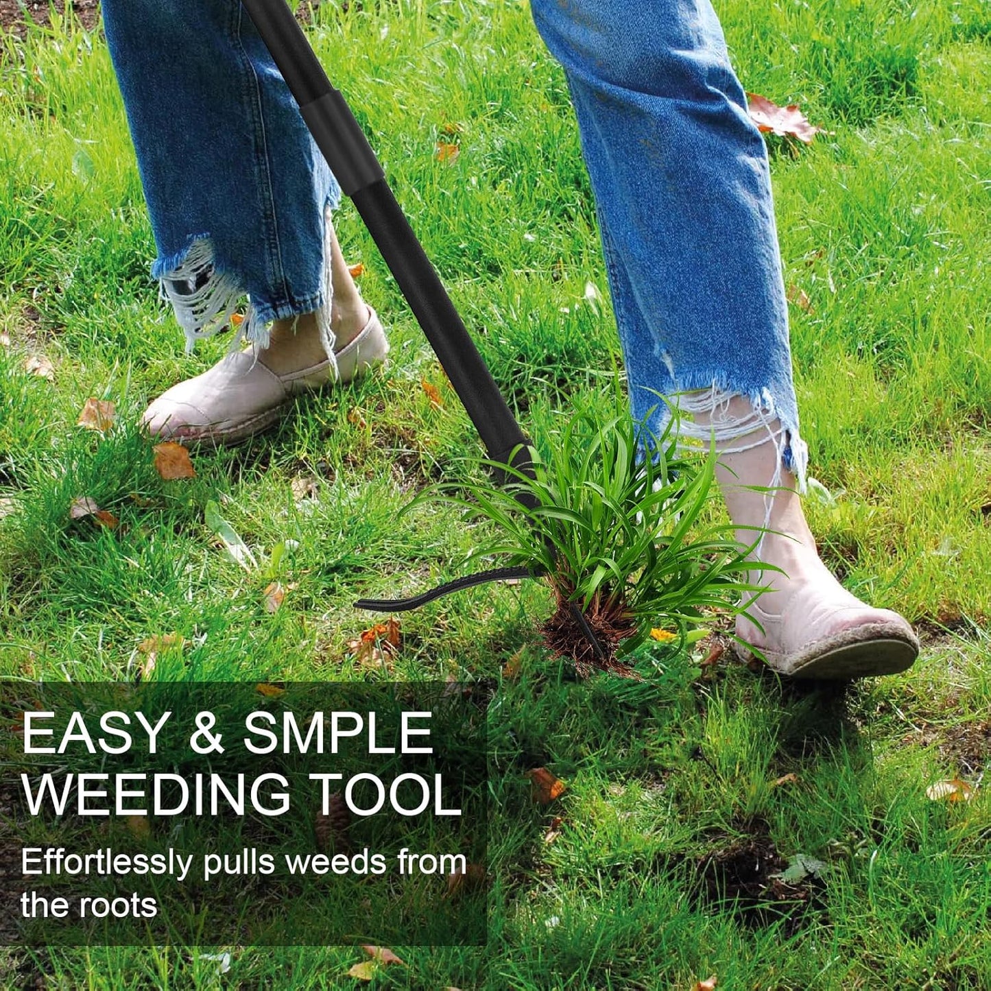 Stand Up Weed Puller Tool by [Brand Name] - Heavy Duty 47.8'' Long Handle with 4-Claw Steel Head for Effortless Weeding