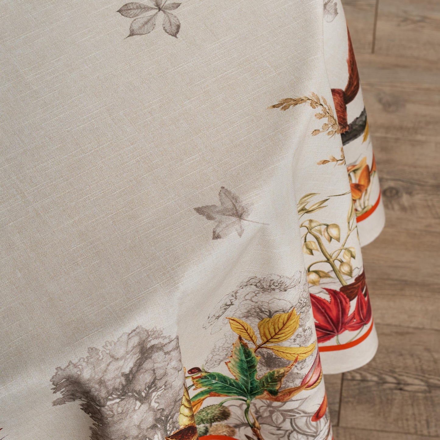 Maison d' Hermine Table Cloth Round Table 100% Cotton 63 Inches Fall Tablecloth Reusable Everyday Use for Thanksgiving Christmas Decorations Dining Farmhouse Party (Recolte)