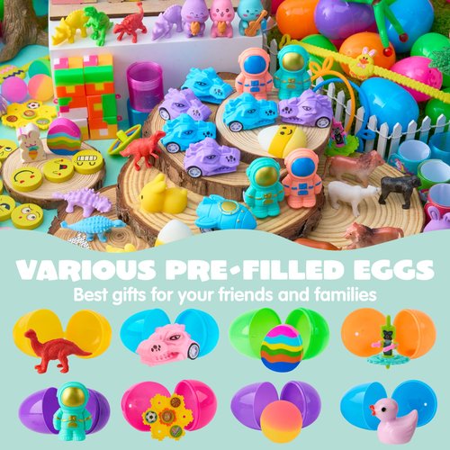 JOYIN 200 PCS Easter Prefilled Eggs with Assorted Toys for Easter Basket Stuffers, Egg Hunt Supplies, Classroom Prizes, Party Favor