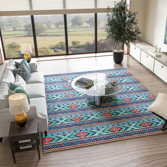INGEROOM 6x9 Area Rugs Clearance Washable 6x9 Area Rug for Living Room, Soft Area Rug for Bedroom, Modern Design, Stain Resistant Rugs, TPR Anti-Slip Backing, Non Shedding, Geometric Area Rug