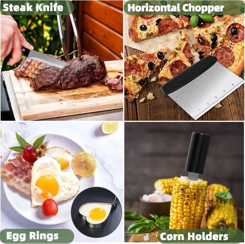 Blackstone 42PCS Griddle Accessories Kit | Complete Flat Top Grill Set with Spatula, Melting Dome & Burger Press