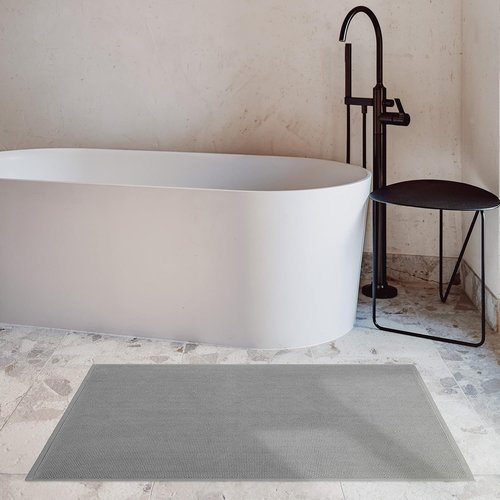 Cotton Paradise 100% Cotton Bath Mat - Non-Slip, Soft & Absorbent | Quick Dry, 20x34 Inch, Light Gray