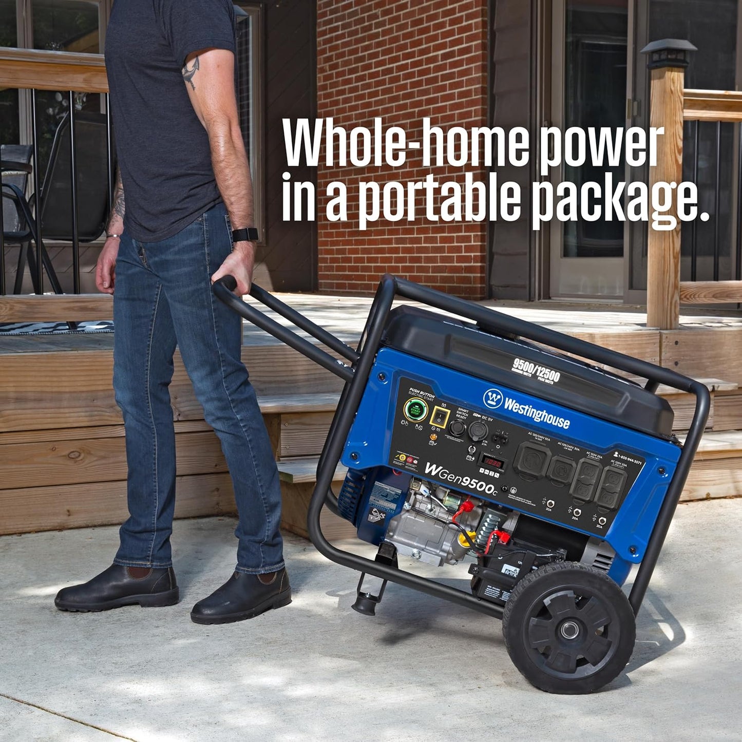 Westinghouse 12500 Peak Watt Portable Generator - Remote Start, Auto Choke, CO Sensor, Gas Powered