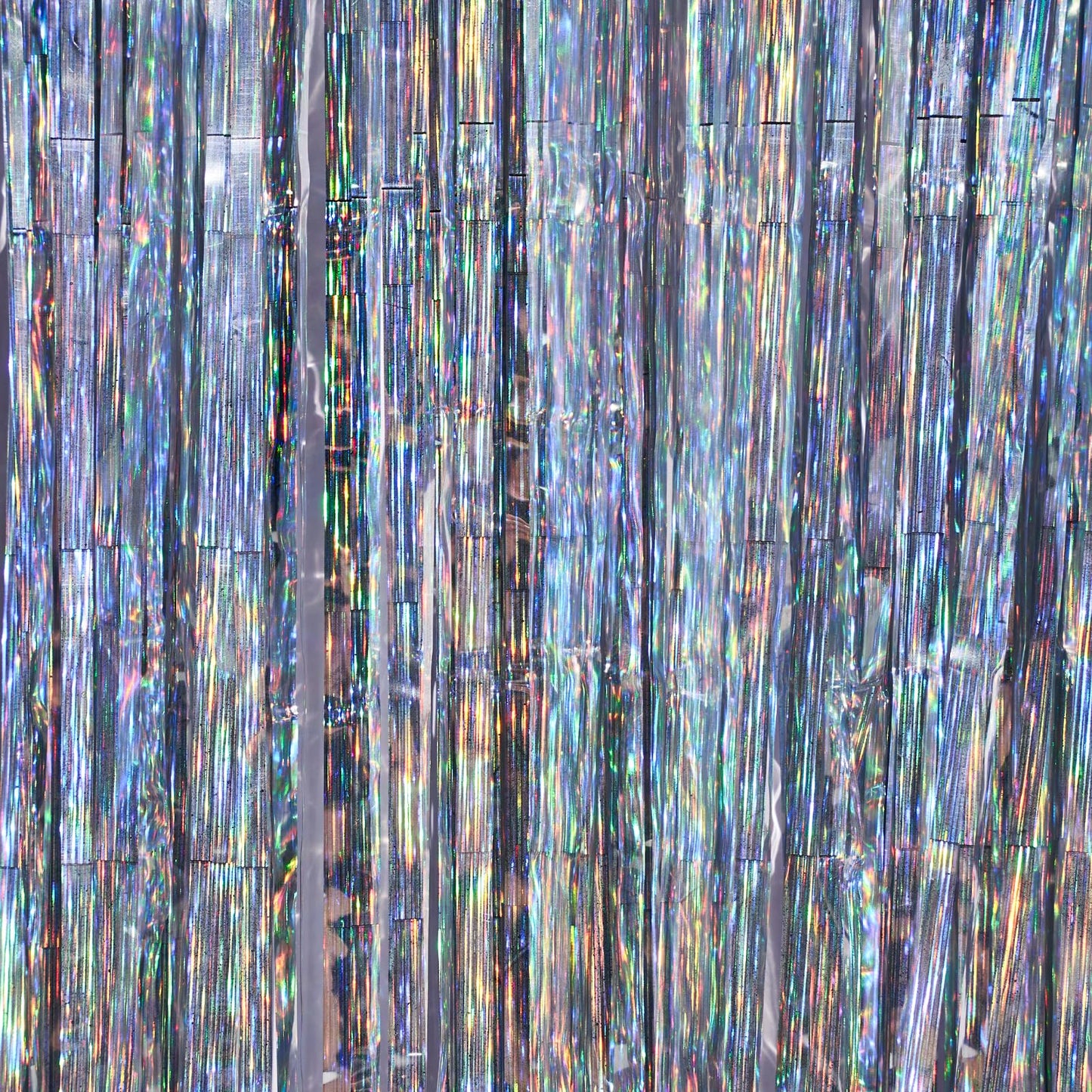PartyWoo Foil Fringe Curtains Silver, 2 pcs 3.3x6.6 ft Silver Streamers, Fringe Backdrop, Tinsel Backdrop, Tinsel Curtain, Metallic Door Shimmer, Birthday Party Streamers, Christmas Decorations