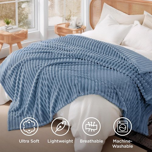 Bedsure GentleSoft King Blanket - Cozy Soft Throw for Couch, Cute Blue Design, 108x90 Inches