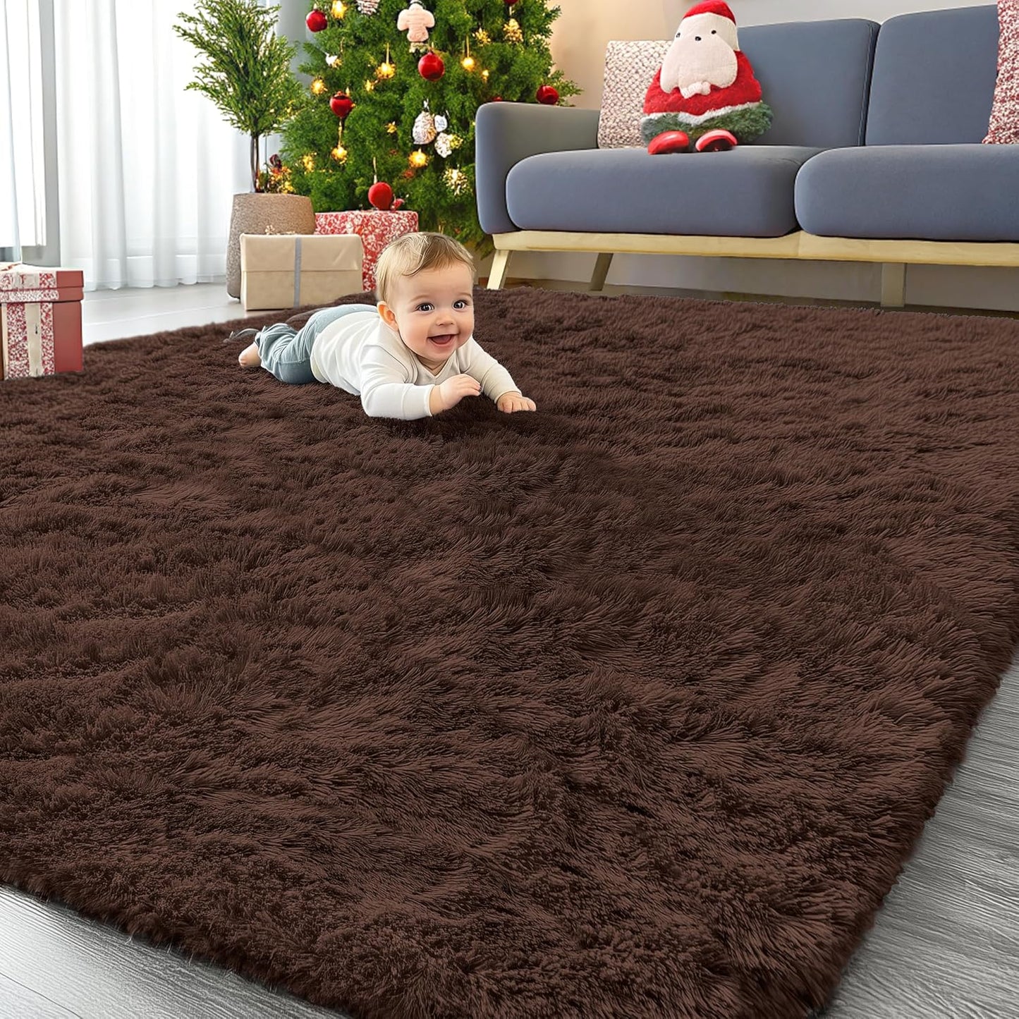 OLANLY Large Area Rugs - Soft Fluffy Shaggy Indoor Carpet for Living Room & Bedroom | 6x9 ft, Stylish Home Decor