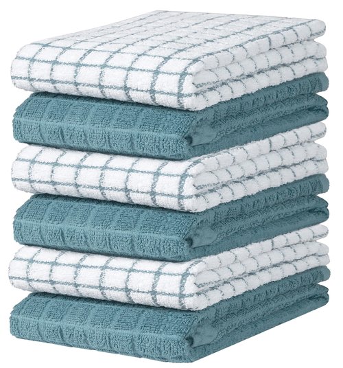 Bumble Kitchen Towels (6 Pack) | 16" x 28" | 100% Cotton Dish Towels for Kitchen | 380 GSM | Soft, Highly Absorbent & Durable Dish Towels with Hanging Loop | Aqua
