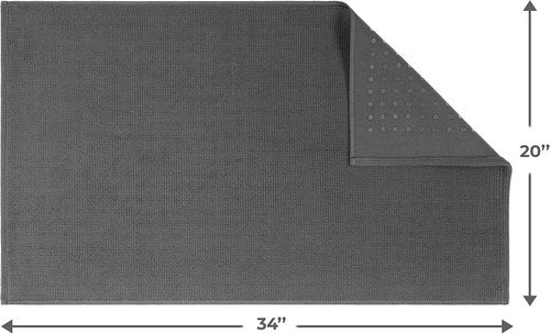 Cotton Paradise 100% Cotton Bath Mat - Non-Slip, Soft & Absorbent, 20x34 Inch, Dark Gray