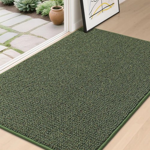 BEQHAUSE Dirt Trapper Door Mat - Non-Slip, Washable, Absorbent Entrance Mat | 32" x 48" - Green