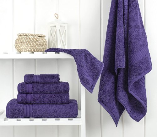 Cotton Paradise 6-Piece Towel Set - 100% Soft Absorbent Turkish Towels in Purple | Bath & Hand Towels