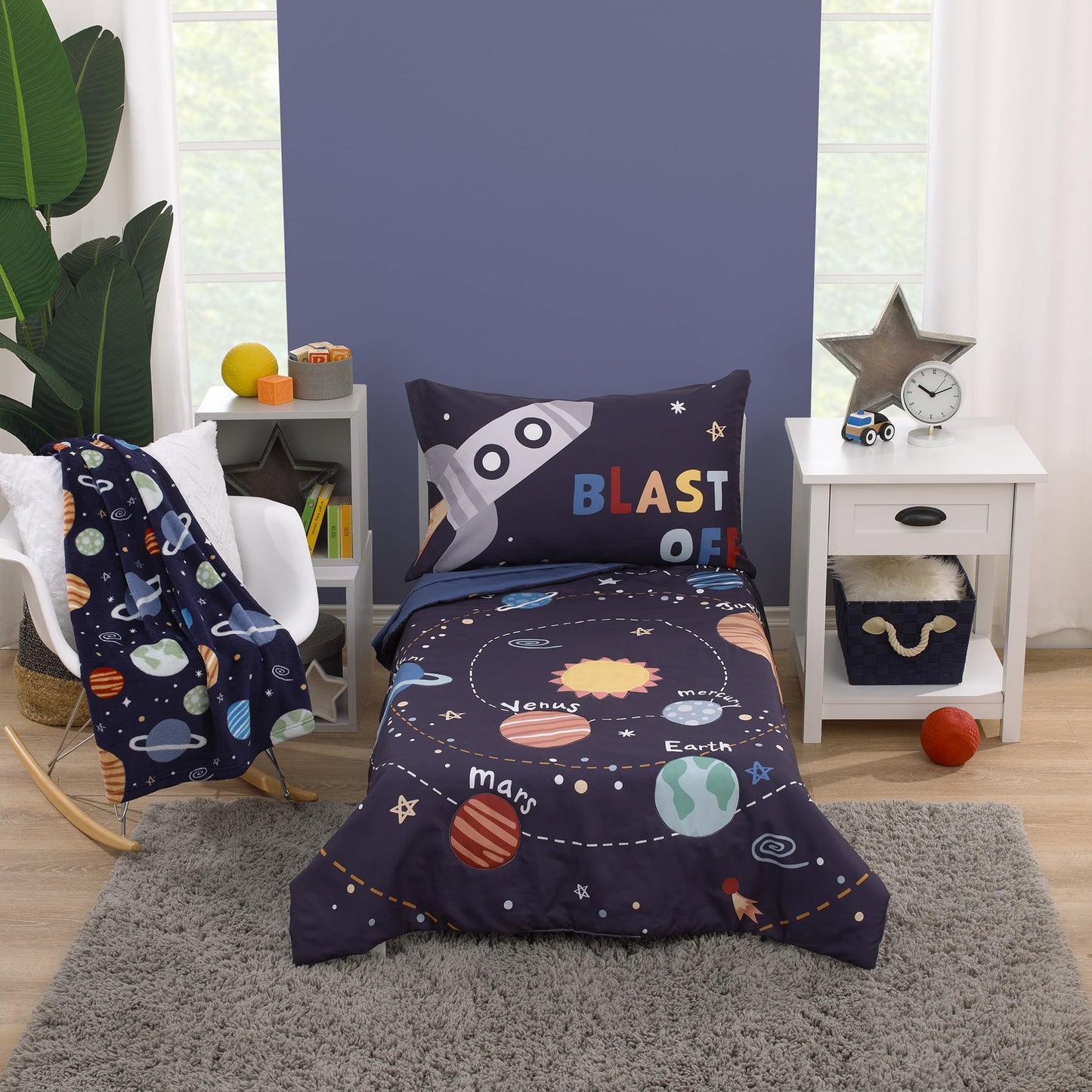 Toddler Blanket Space Solar System for Kids Small Super Soft 40 x 50 Inch, Planets & Stars Travel
