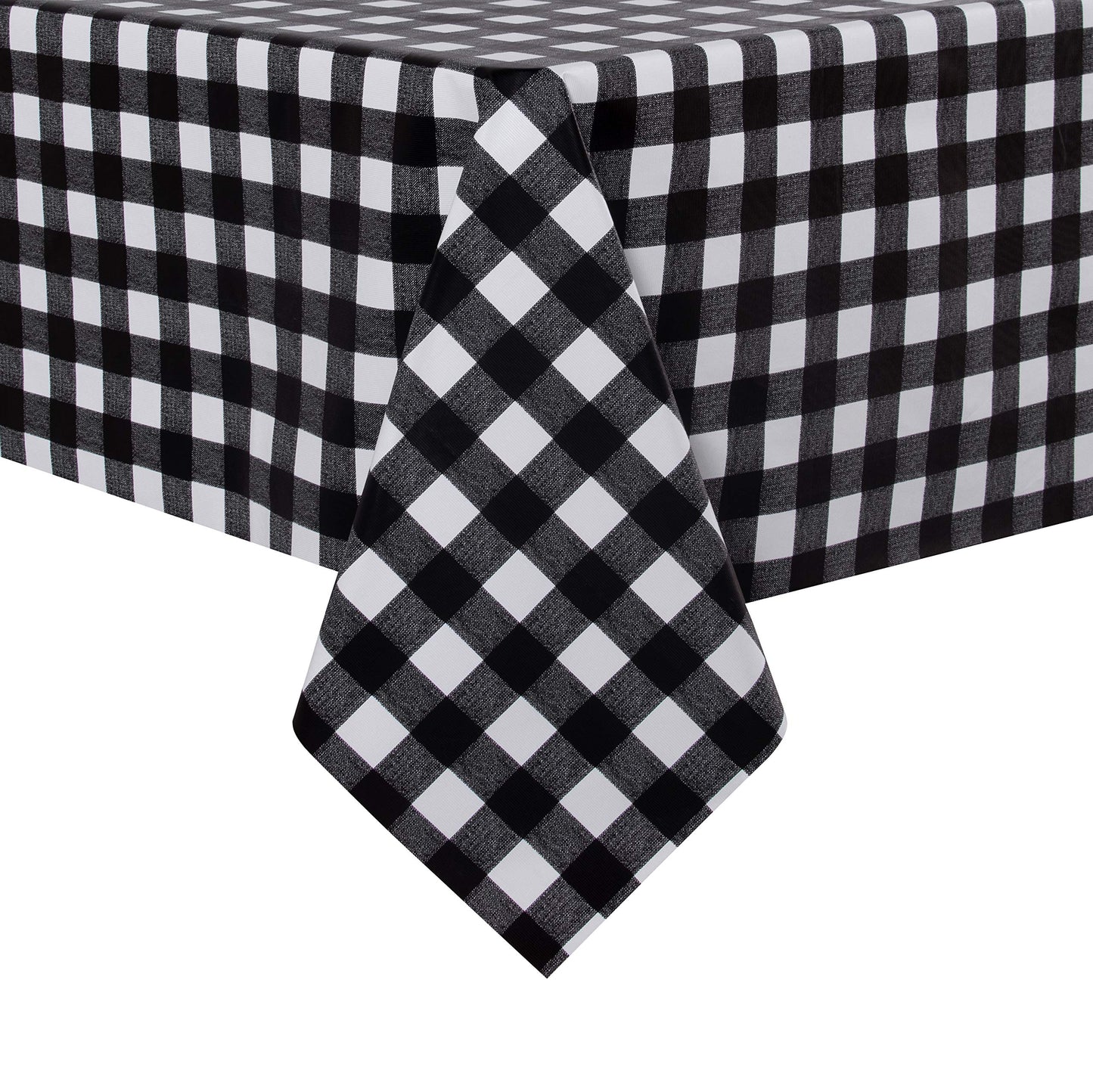 sancua Checkered Vinyl Square Tablecloth - 54 x 54 Inch - 100% Waterproof Oil Proof Spill Proof PVC Table Cloth, Wipe Clean Table Cover for Dining Tables, Buffet Parties and Camping, Black and White