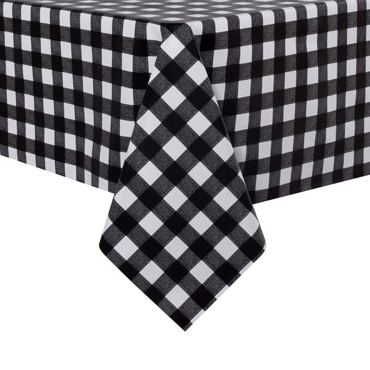 sancua Checkered Vinyl Square Tablecloth - 54 x 54 Inch - 100% Waterproof Oil Proof Spill Proof PVC Table Cloth, Wipe Clean Table Cover for Dining Tables, Buffet Parties and Camping, Black and White