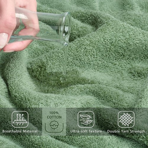 Cotton Paradise 100% Cotton Oversized Bath Sheet - Extra Large Turkish Towel in Sage Green | 40x80 Inches
