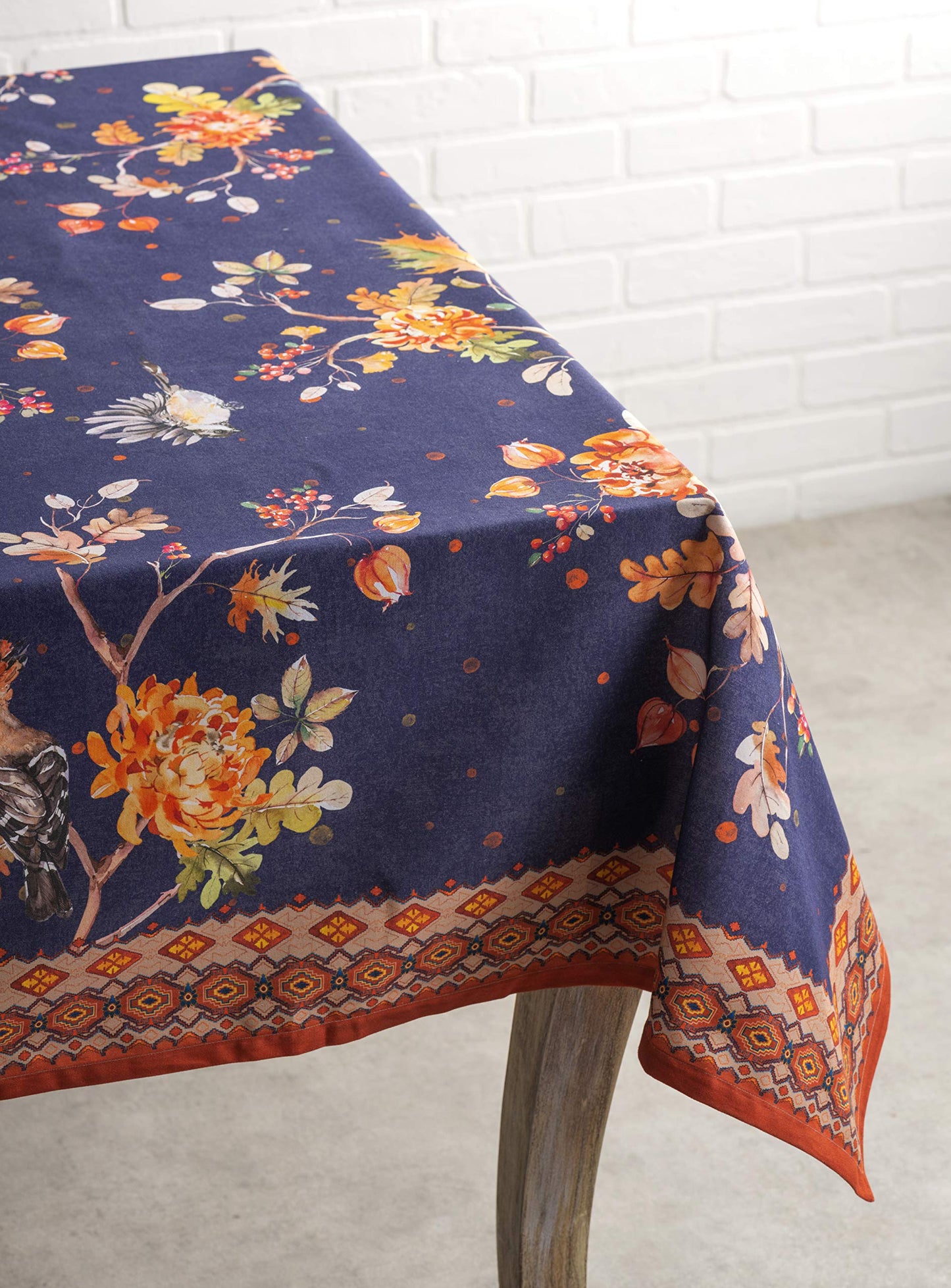 Maison d' Hermine Table Cloth Rectangle Table 100% Cotton 60 x 120 Inches Fall Tablecloth Reusable Everyday Use for Thanksgiving Christmas Decorations Dining Farmhouse Party (Kelim - Infinity)