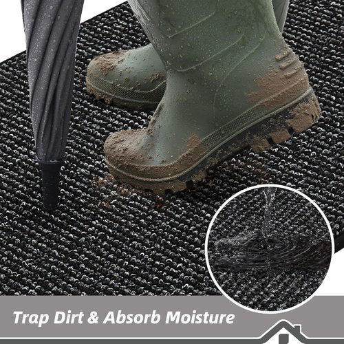 BEQHAUSE Dirt Trapper Door Mat - Non-Slip, Washable, Absorbent | 24" x 36" Black Entrance Mat