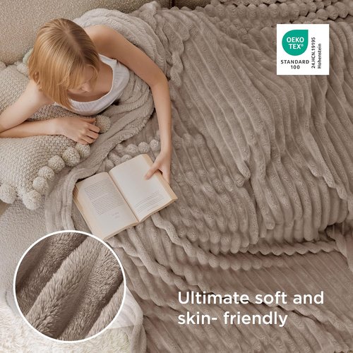 Bedsure GentleSoft Light Brown Fleece Blanket - Cozy, Soft Throw for Couch | 108x90 Inches