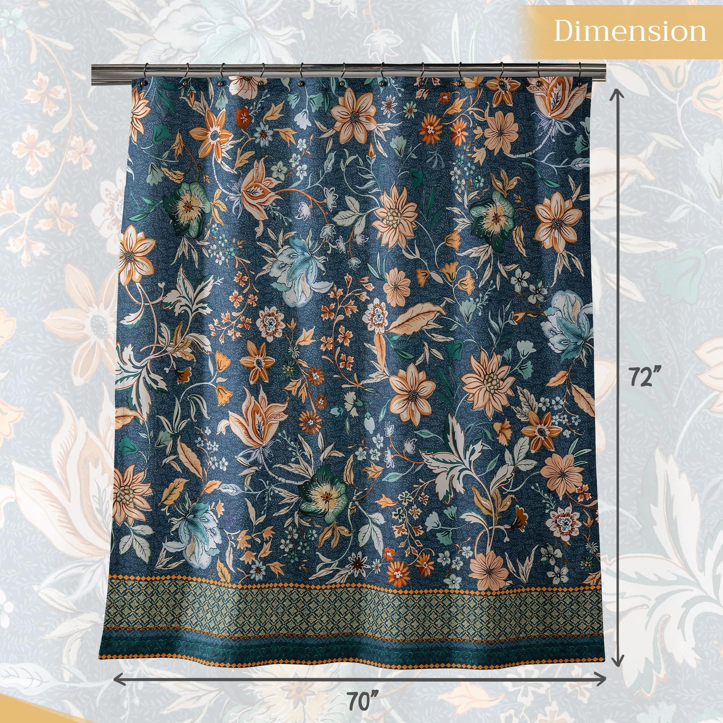 Maison d' Hermine Shower Curtain 100% Cotton One Panel 70"x72" Washable Fabric Shower Curtains for Bathroom, Easy Hanging with 12 Button Holes -Home Spa Gifts for Mothers Day (Luxury Loft - Dark Teal)