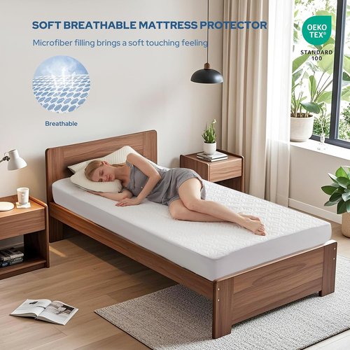 BEDLORE Waterproof Mattress Protector - Soft Breathable Twin XL Pad with Deep Pocket (White)