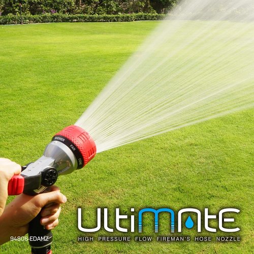 Eden 96806 Heavy-Duty Metal Fireman Hose Nozzle - 7 Spray Patterns & Quick Connect Set