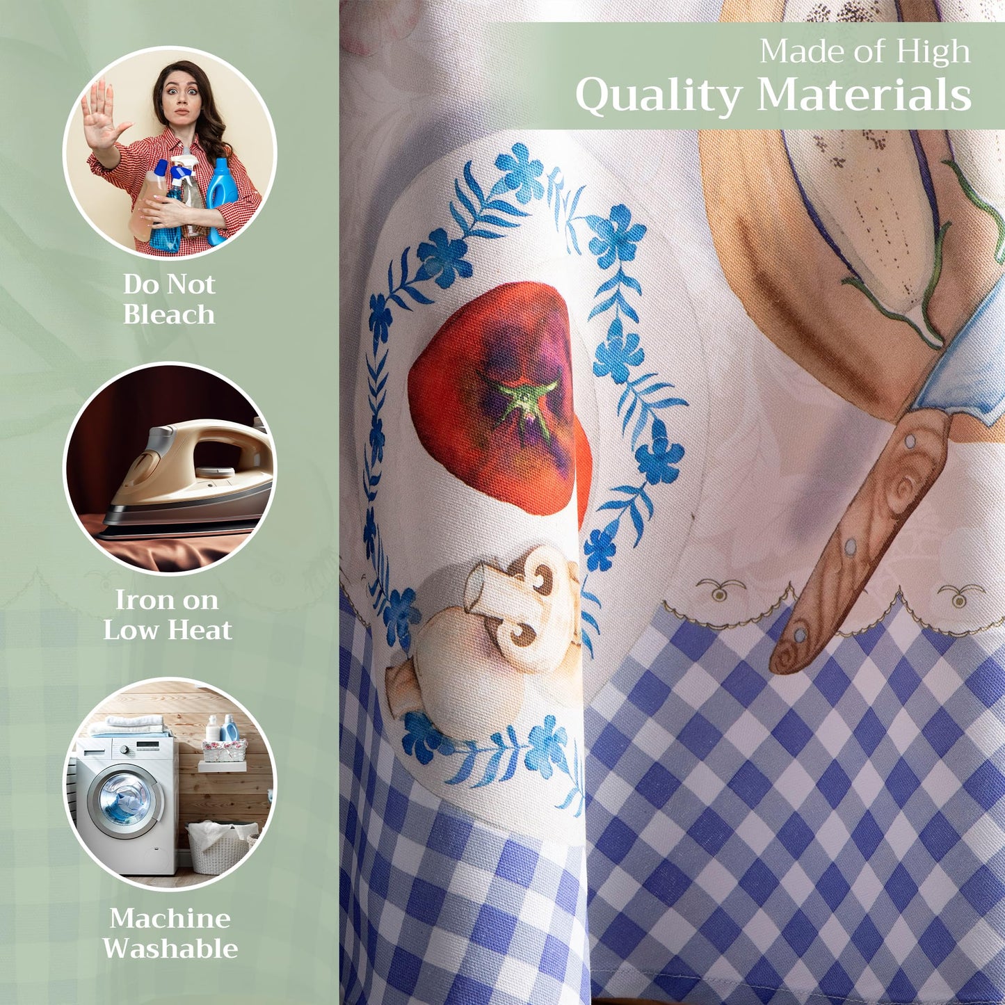Maison d' Hermine Table Cloth Round Table 100% Cotton 69 Round Inches Tablecloth Reusable Decorative for Dining Kitchen Room Farmhouse Home Gifts for Mothers Day Spring Summer - Gourmand