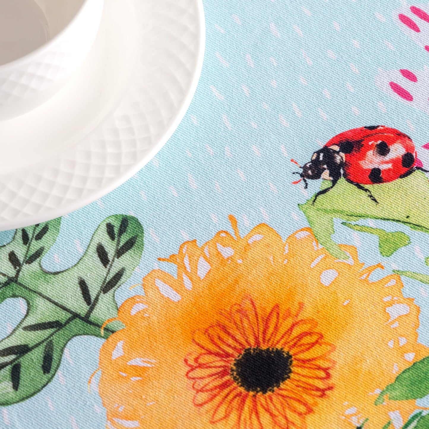 Maison d' Hermine Table Cloth Round Table 100% Cotton 63 Round Inches Tablecloth Reusable Decorative for Dining Kitchen Room Farmhouse Home Gifts for Mothers Day Spring Summer - Jardin D'Ete - Mint