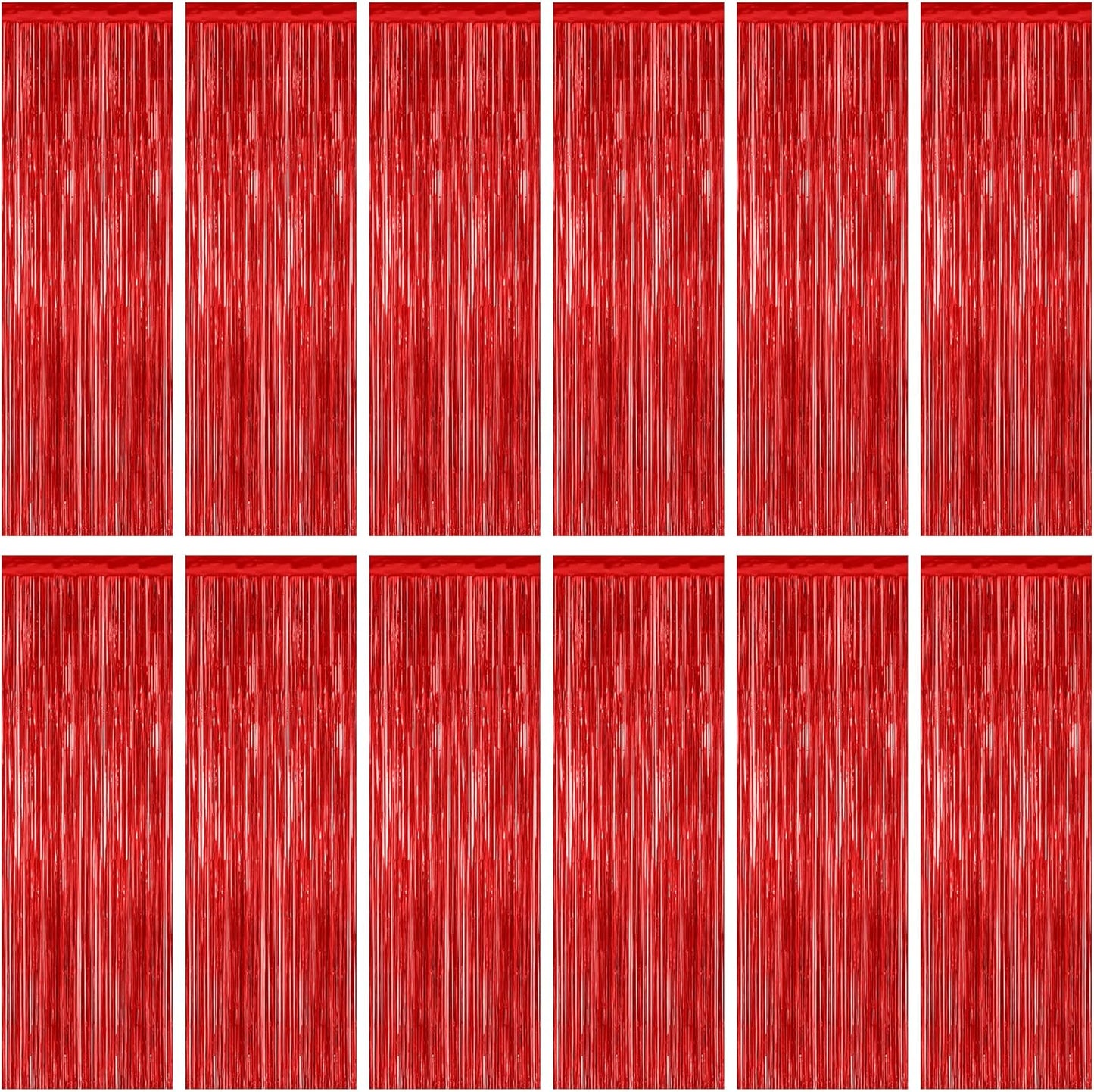 Regine Switzerland Red Curtains - 12 Pack Metallic Foil Streamers | 3.28 FT x 7.05 FT Party Backdrop Decor