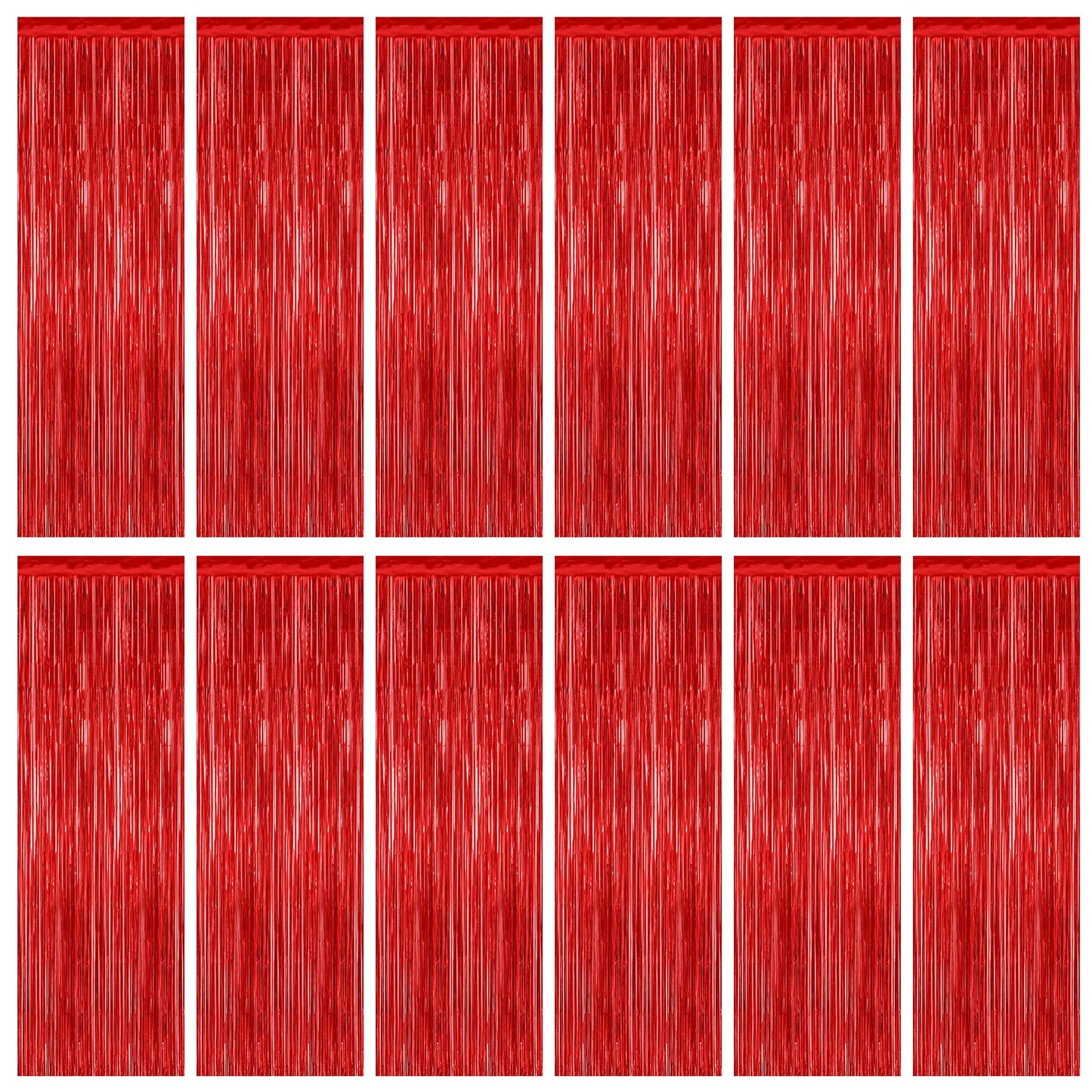 12 Pack Red Curtains, 3.28 FT x 7.05 FT Party Streamer, Metallic Party Backdrop Valentines Day Streamer Foil Curtains, Fringe Tinsel for Red Party Decor Casino Theme Decorations Party Supplies