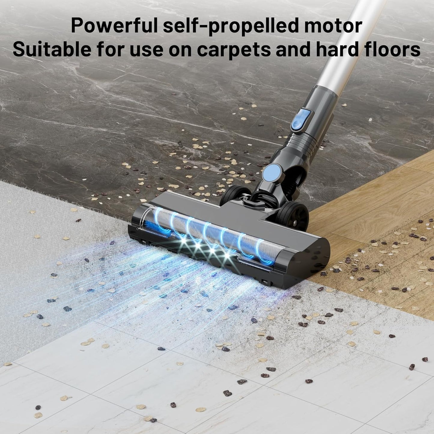 VIPSUN Cordless Vacuum Cleaner - Lightweight 6-in-1 Stick Vacuum with LED Screen for Home Use | Powerful Suction for Carpets & Pet Hair