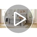 Allewie Twin Size Gold Metal Platform Bed Frame with Victorian Headboard