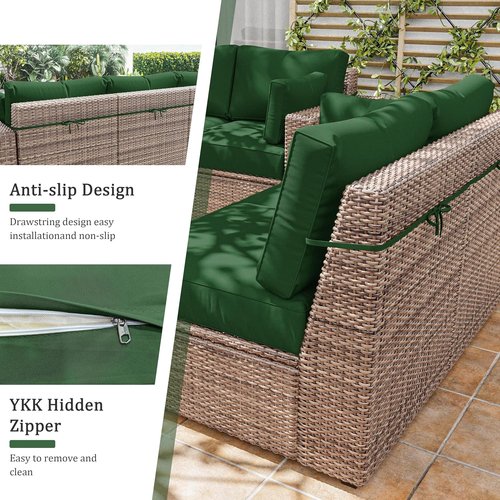 8p Outdoor Cushion Slipcovers - Waterproof Replacement Covers for 3-Seat Rattan Sofa | Patio Furniture