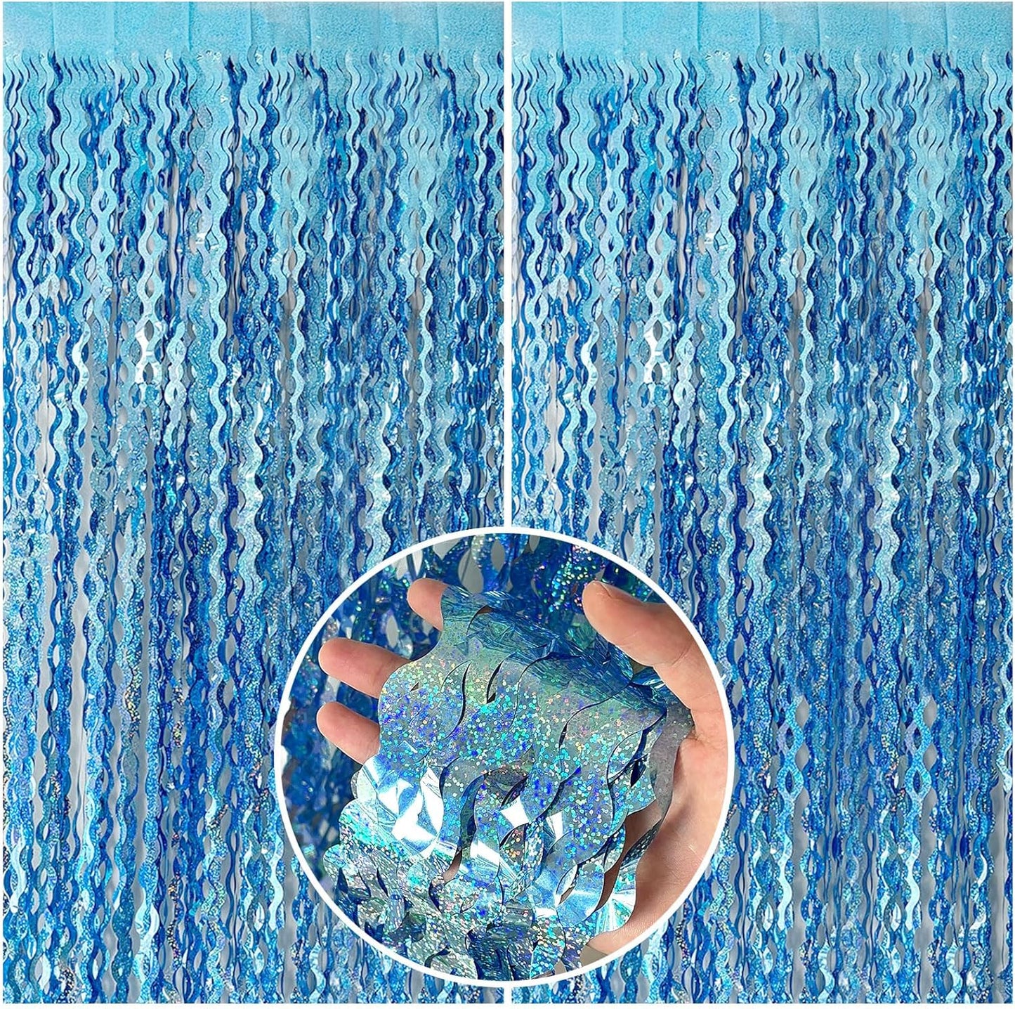 Skiennix Tinsel Foil Fringe Curtains - Sparkling Wavy Backdrop for Parties & Events | Perfect for Photo Booths