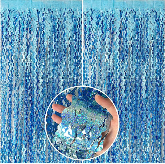 Skiennix Tinsel Foil Fringe Curtains - Sparkling Wavy Backdrop for Parties & Events | Perfect for Photo Booths