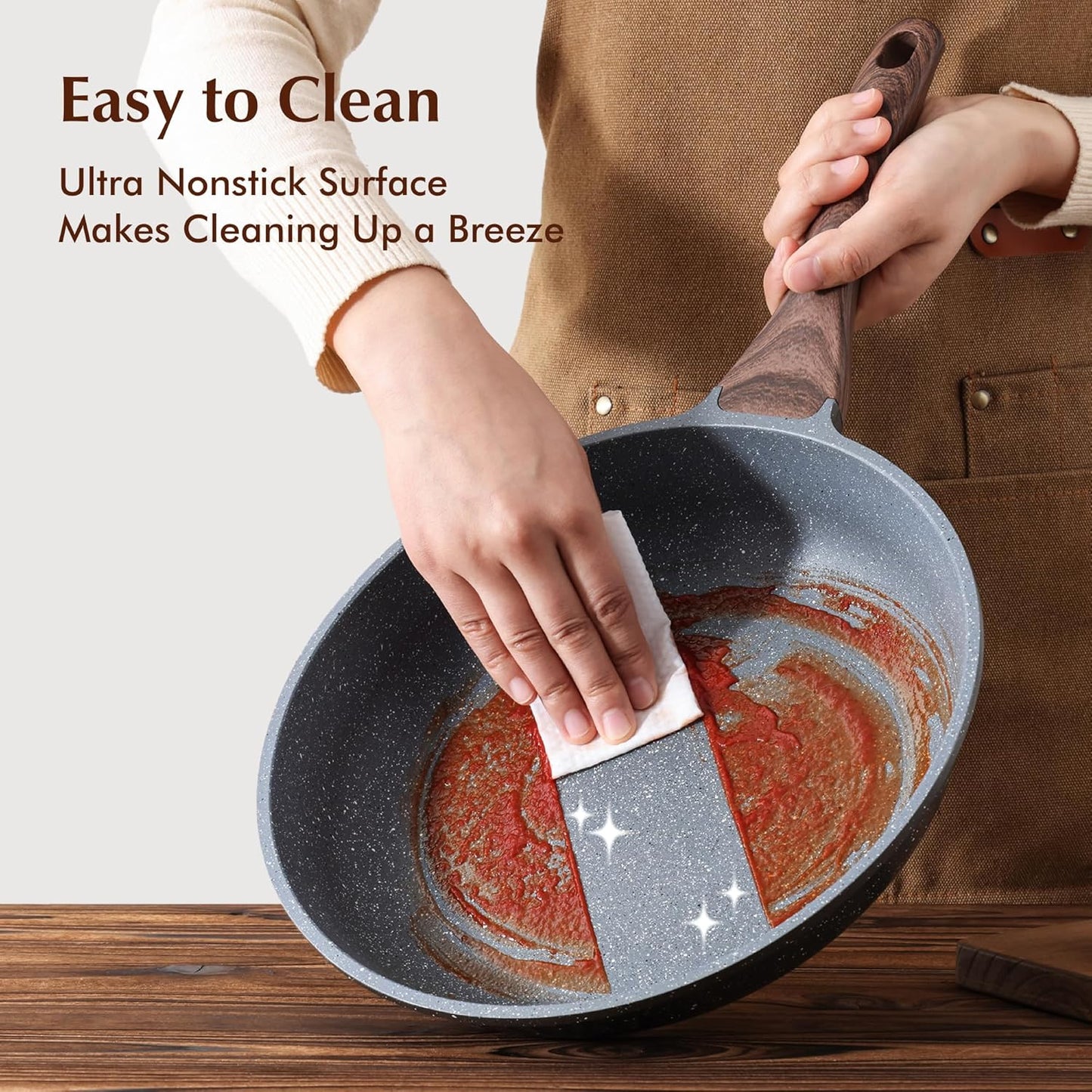 SENSARTE Nonstick Frying Pan Set - Swiss Granite Coating Chef's Cookware | 9.5, 11, & 12.5 Inch
