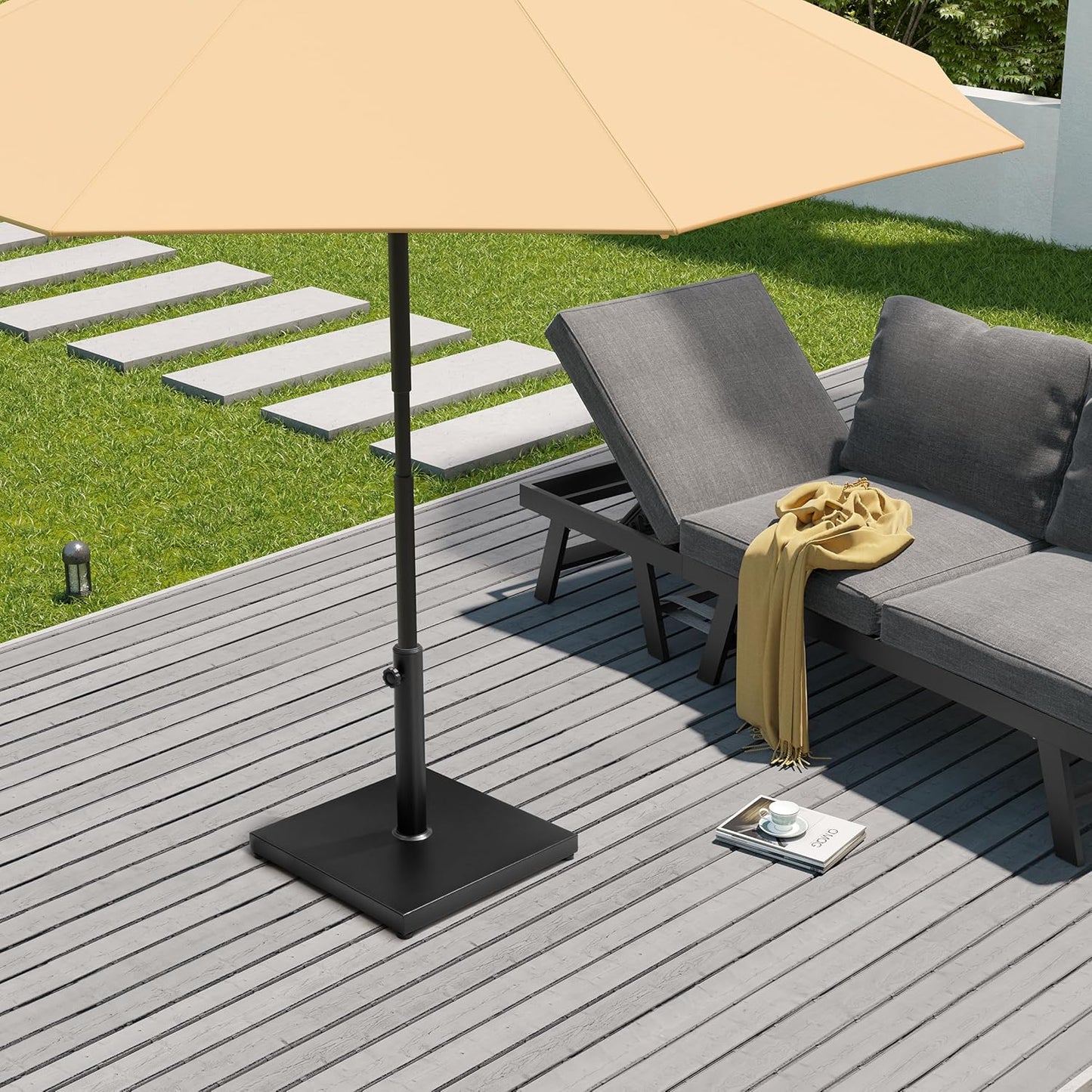 Regine Switzerland 43lb Patio Umbrella Base Stand - Heavy Duty Concrete Holder for Market Umbrellas | Black