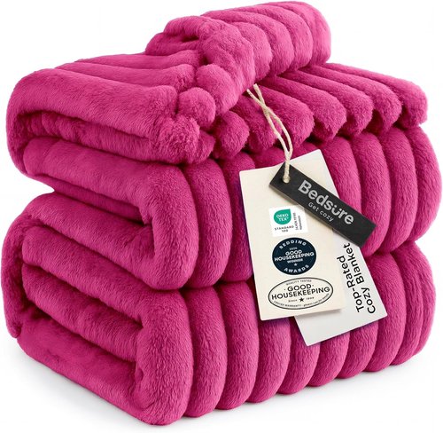 Bedsure GentleSoft Hot Pink Fleece Blanket - Cozy Soft Throw for Couch, Perfect Gift for Women | 108x90 Inches