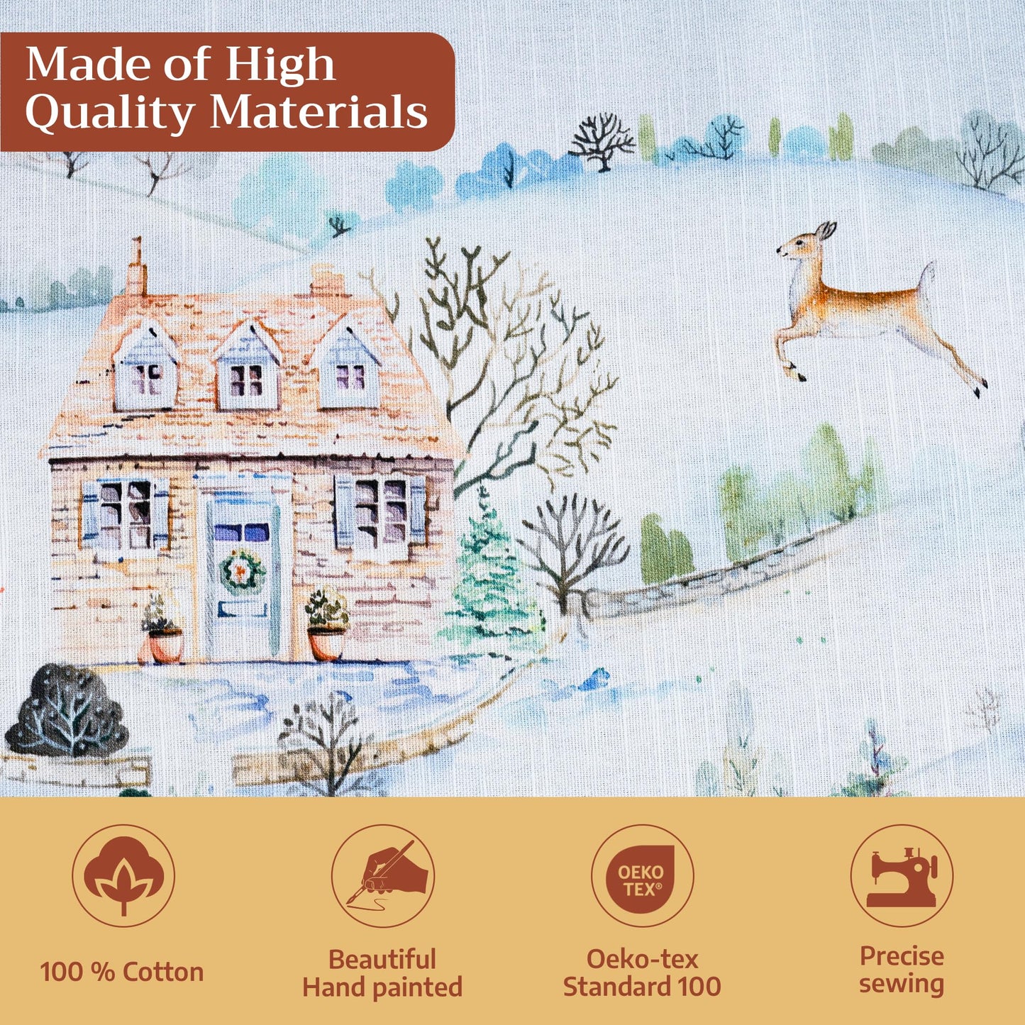 Maison d' Hermine Table Cloth Square Table 100% Cotton 60 x 60 Inches Fall Tablecloth Reusable Everyday Use for Thanksgiving Christmas Decorations Dining Farmhouse Party (Snowy World)