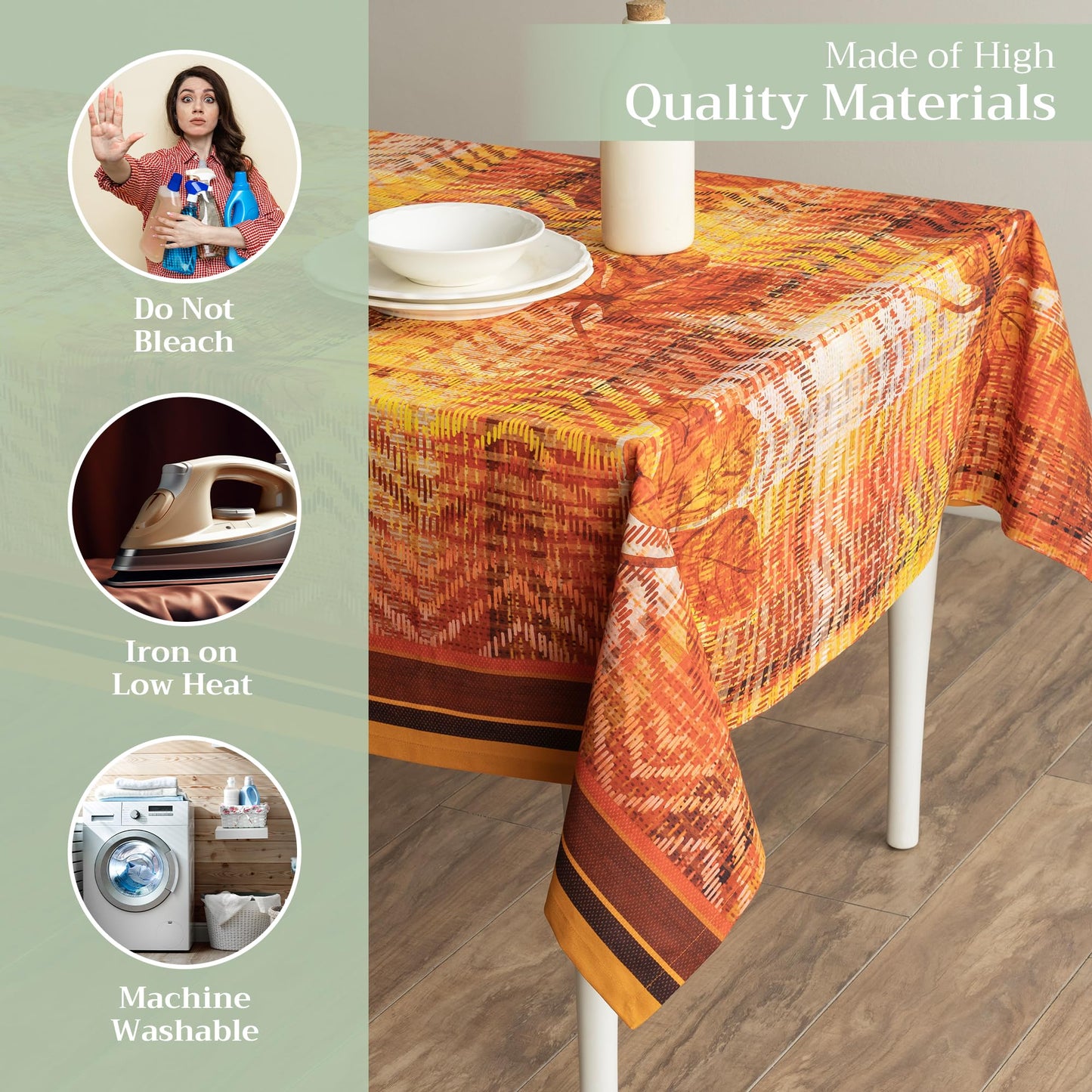 Maison d' Hermine Table Cloth Rectangle Table 100% Cotton 60 x 108 Inches Fall Tablecloth Reusable Everyday Use for Thanksgiving Christmas Decorations Dining Farmhouse Party (Thanksgiving Tartan)