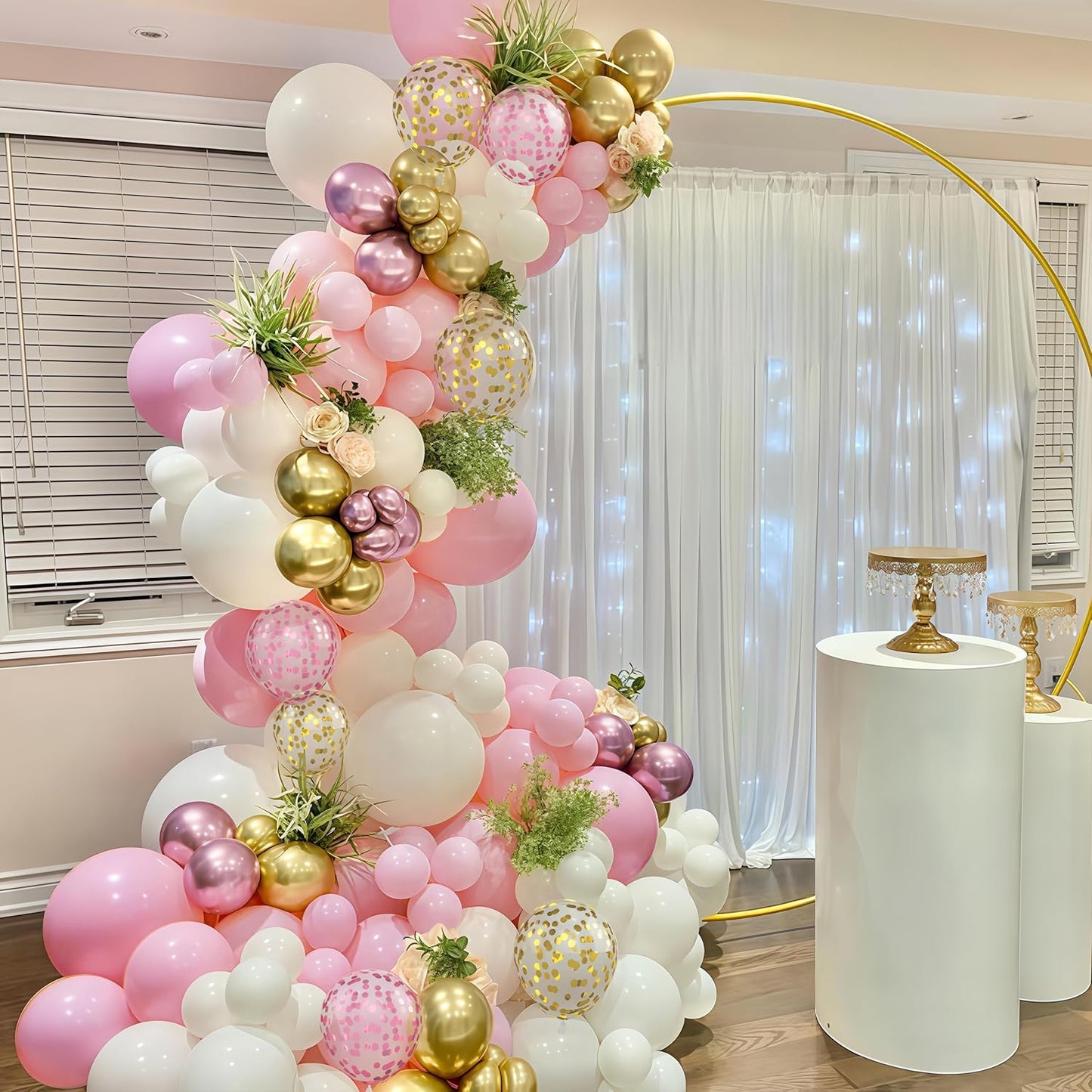 Pink Gold Balloons Set - 12 Inch Latex Balloons with Confetti | Perfect for Bridal Showers & Birthdays
