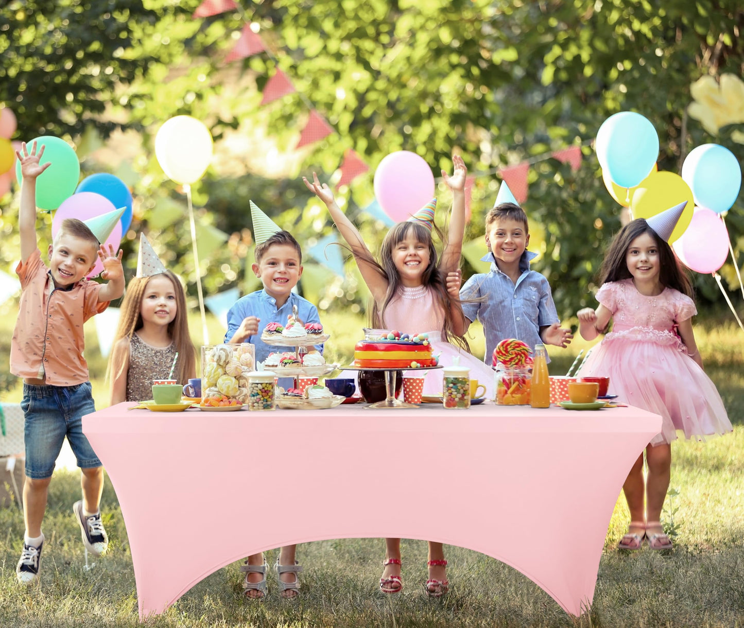 Utopia Kitchen Spandex Tablecloth 1 Pack [6FT, Pink] Tight, Fitted, Washable and Wrinkle Resistant Stretch Rectangular Patio Table Cover for Event, Wedding, Banquet & Parties [72Lx30Wx30H Inch]