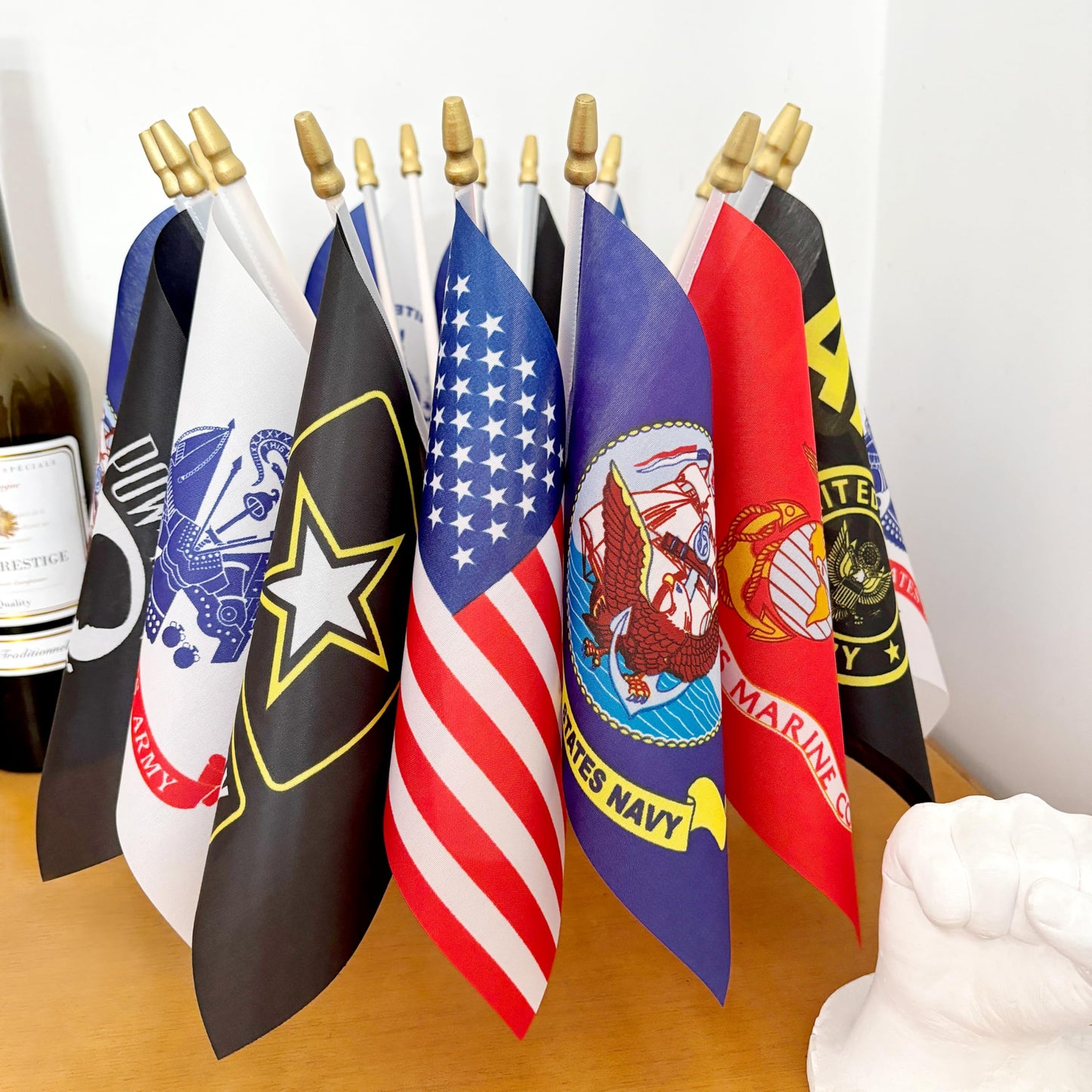 LyButty 22 Pack All Branches Military Service Flags Set Small Mini Army Armed Forces Handheld Flag on Stick for Veterans Day,Memorial Day Decorations,5x8 Inch
