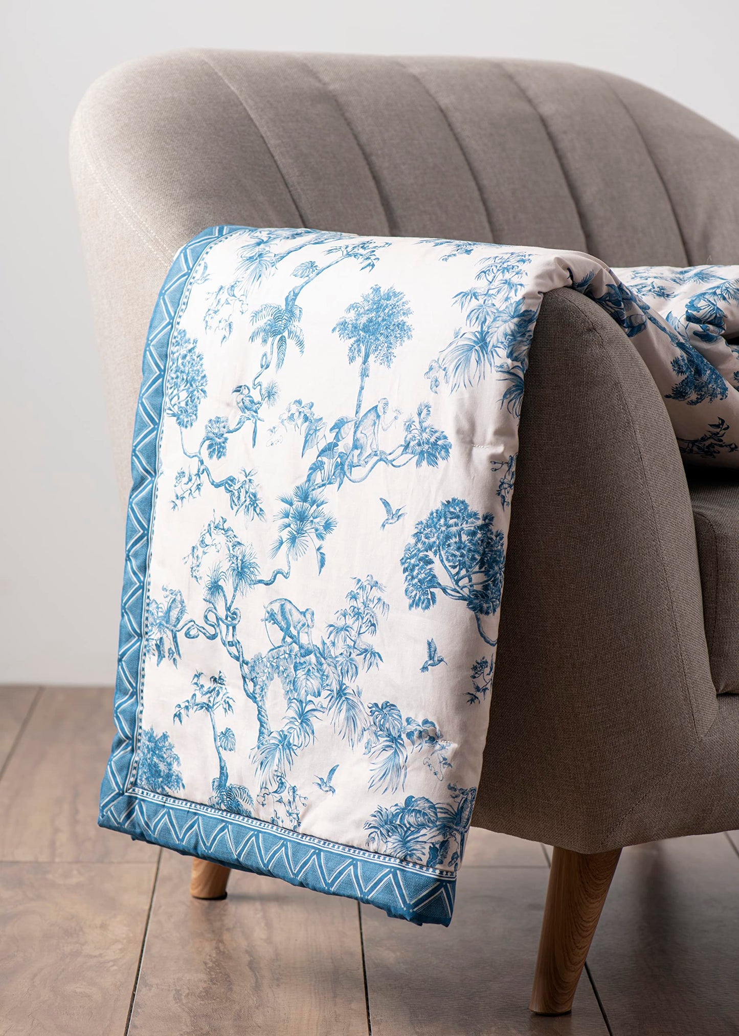 Maison d' Hermine Throw Blanket for Couch Lightweight Soft Warm Breathable Cotton Throw Blankets for Bed Girls Boys Women Men Sofa Living Room Gifts for Mothers Day (50'' X 60'', Bonobo - Blue)