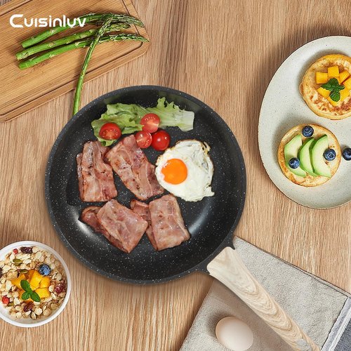 Cuisinluv Pots and Pans Set Non Stick, 17Pcs Kitchen Cookware Sets, Granite Stone Induction Cookware Non Stick Cooking Set w/Frying Pans, Saucepans, Sauté Pan (PFOA Free), Black