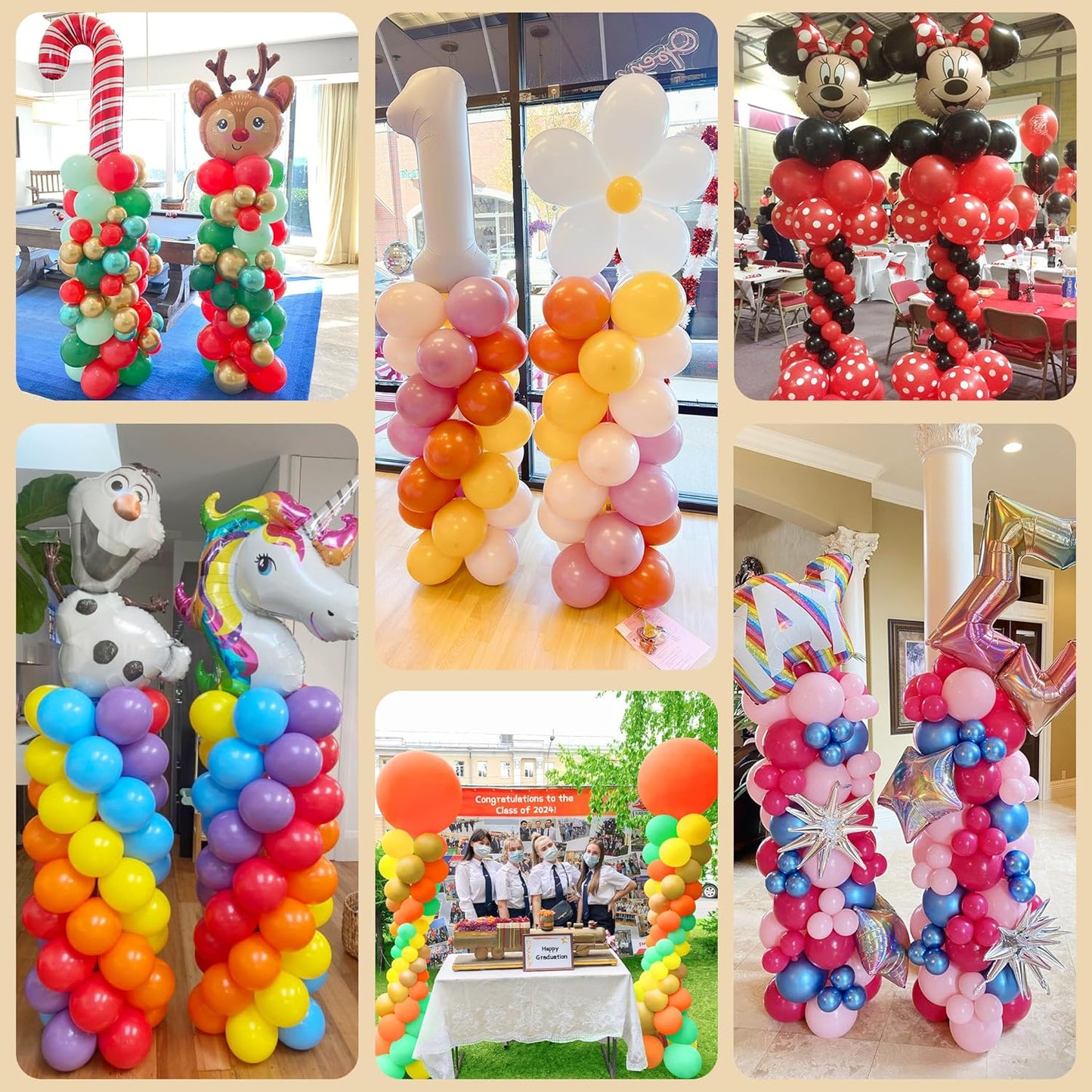 Skiennix Balloon Column Stand Kit - 7 Feet Adjustable Height for Graduation, Wedding & Party Decor