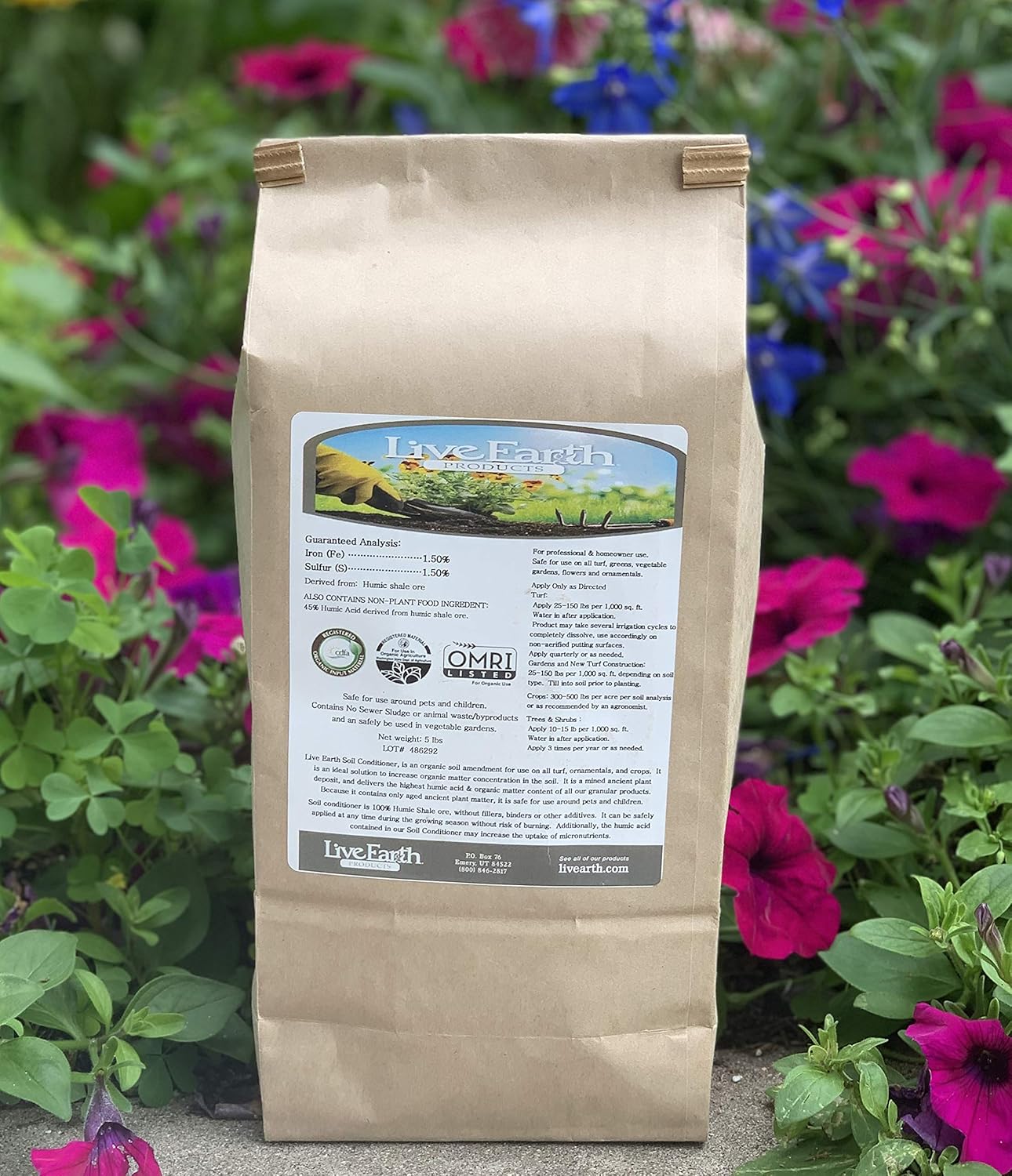 Live Earth Products Humate Soil Conditioner Granules - 15 lbs in Three Convenient 5 lb Bags